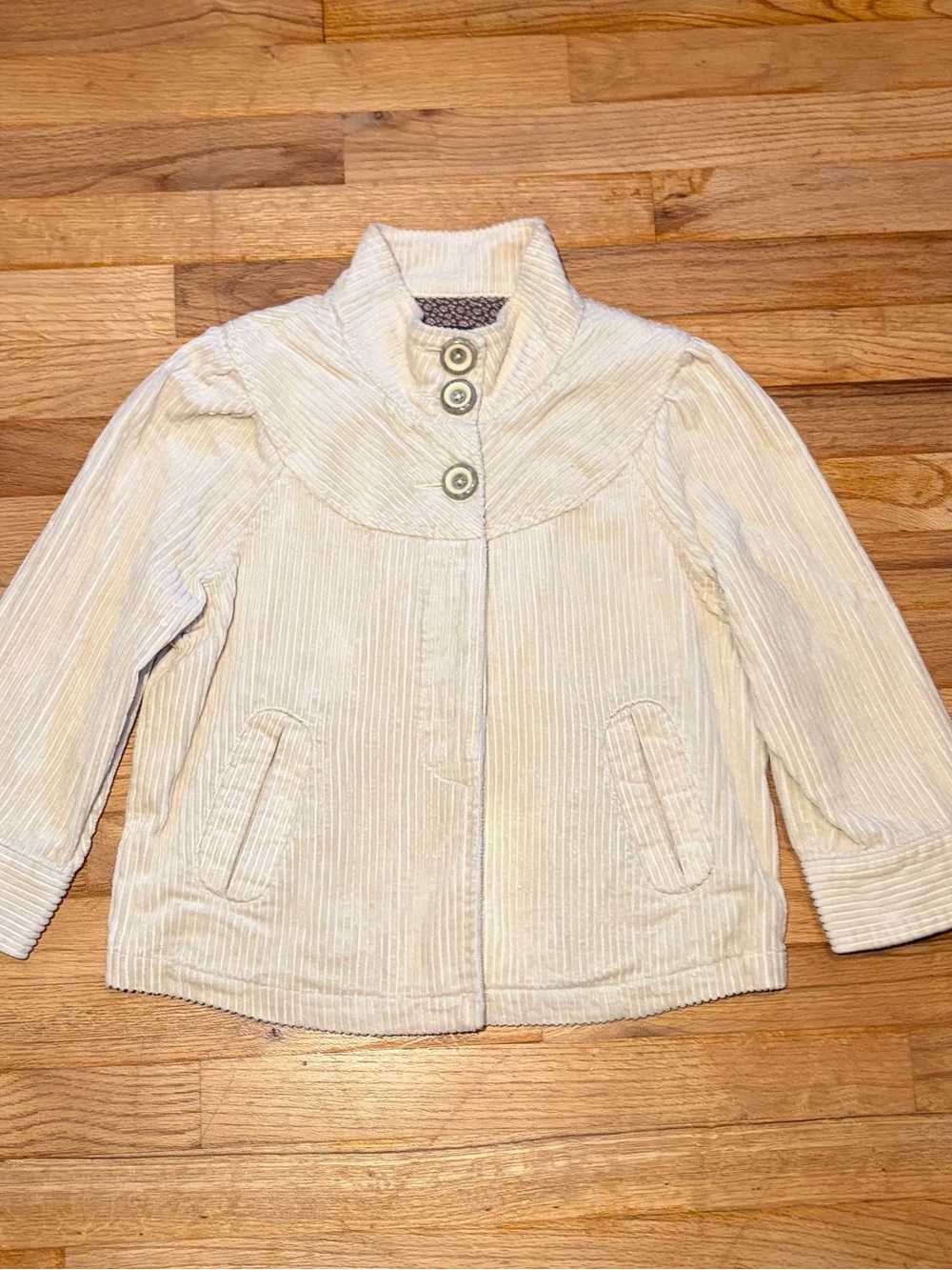 Sanctuary Cream Corduroy Coat with Decorative Buttons